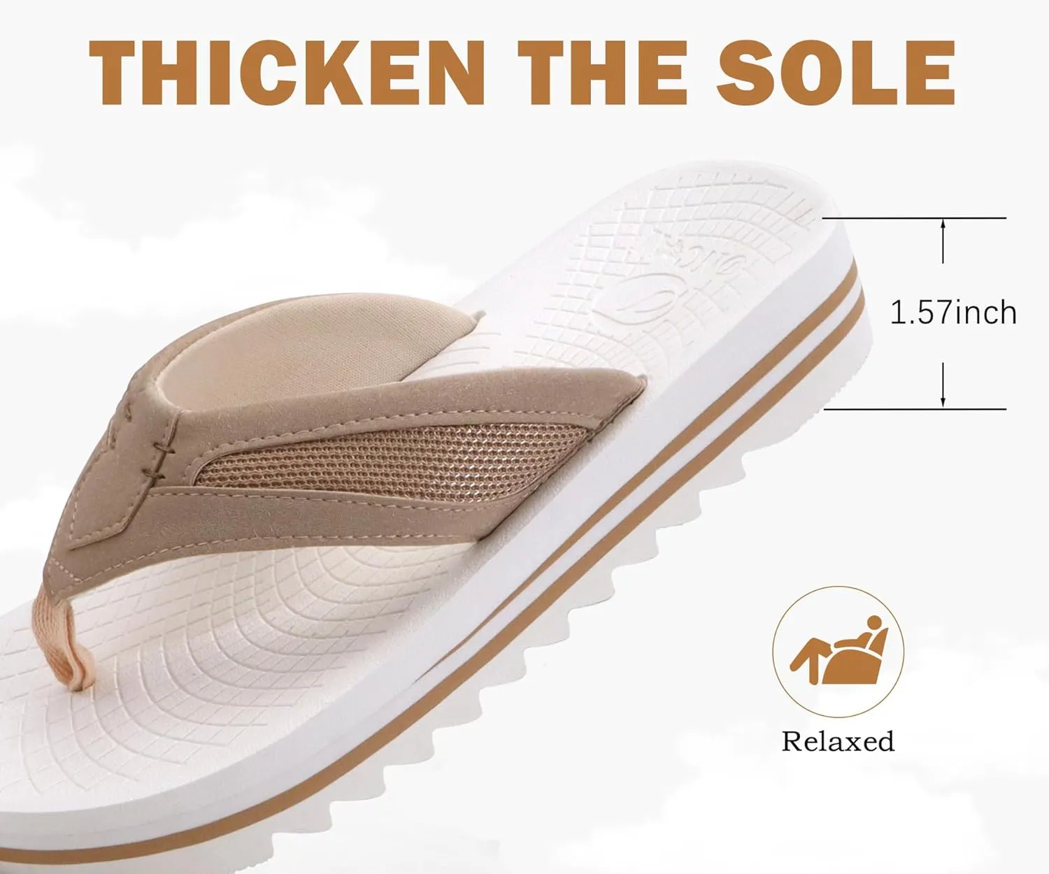 ONCAI Men's Flip Flops with Arch Support Orthotic Cushion Recovery Walking Slide Sandals for Men with Platform Summer Comfortable Soft Rubber Soles（US Size 7-15）