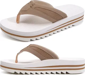 ONCAI Men's Flip Flops with Arch Support Orthotic Cushion Recovery Walking Slide Sandals for Men with Platform Summer Comfortable Soft Rubber Soles（US Size 7-15）