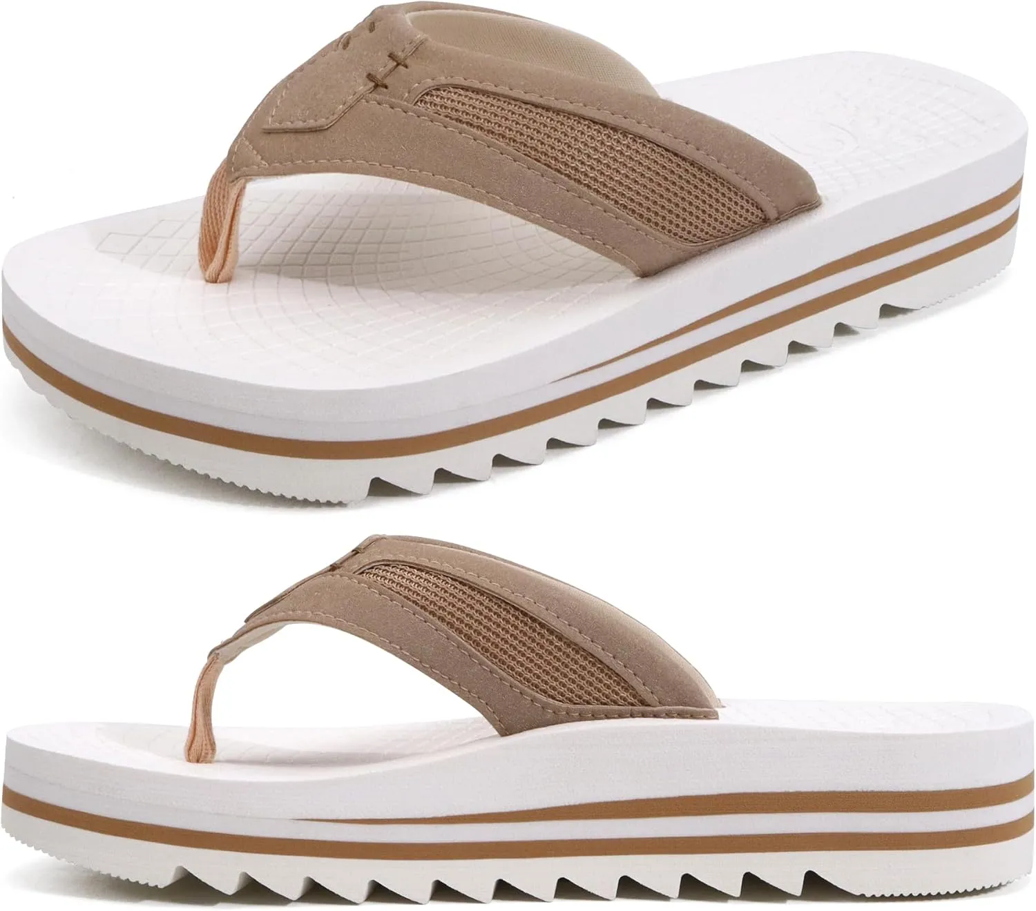 ONCAI Men's Flip Flops with Arch Support Orthotic Cushion Recovery Walking Slide Sandals for Men with Platform Summer Comfortable Soft Rubber Soles（US Size 7-15）