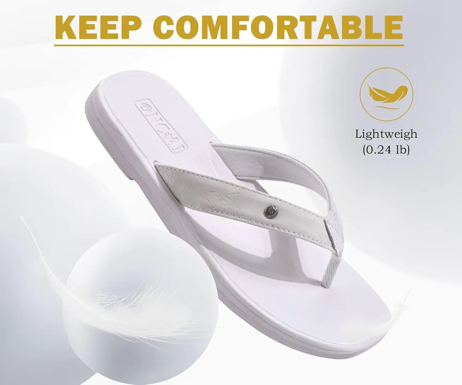 ONCAI Womens Cushion Flip Flops Women's Soft Comfortable Flip Flop Fashion Summer Beach Cute Lightweight Sandals for Woman Size 6-11