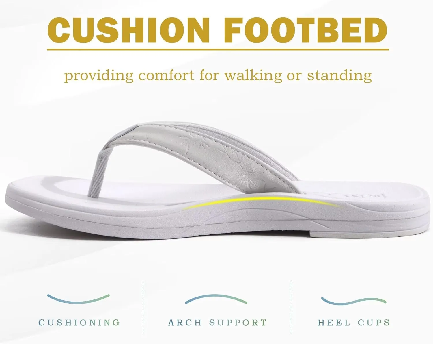 ONCAI Womens Cushion Flip Flops Women's Soft Comfortable Flip Flop Fashion Summer Beach Cute Lightweight Sandals for Woman Size 6-11