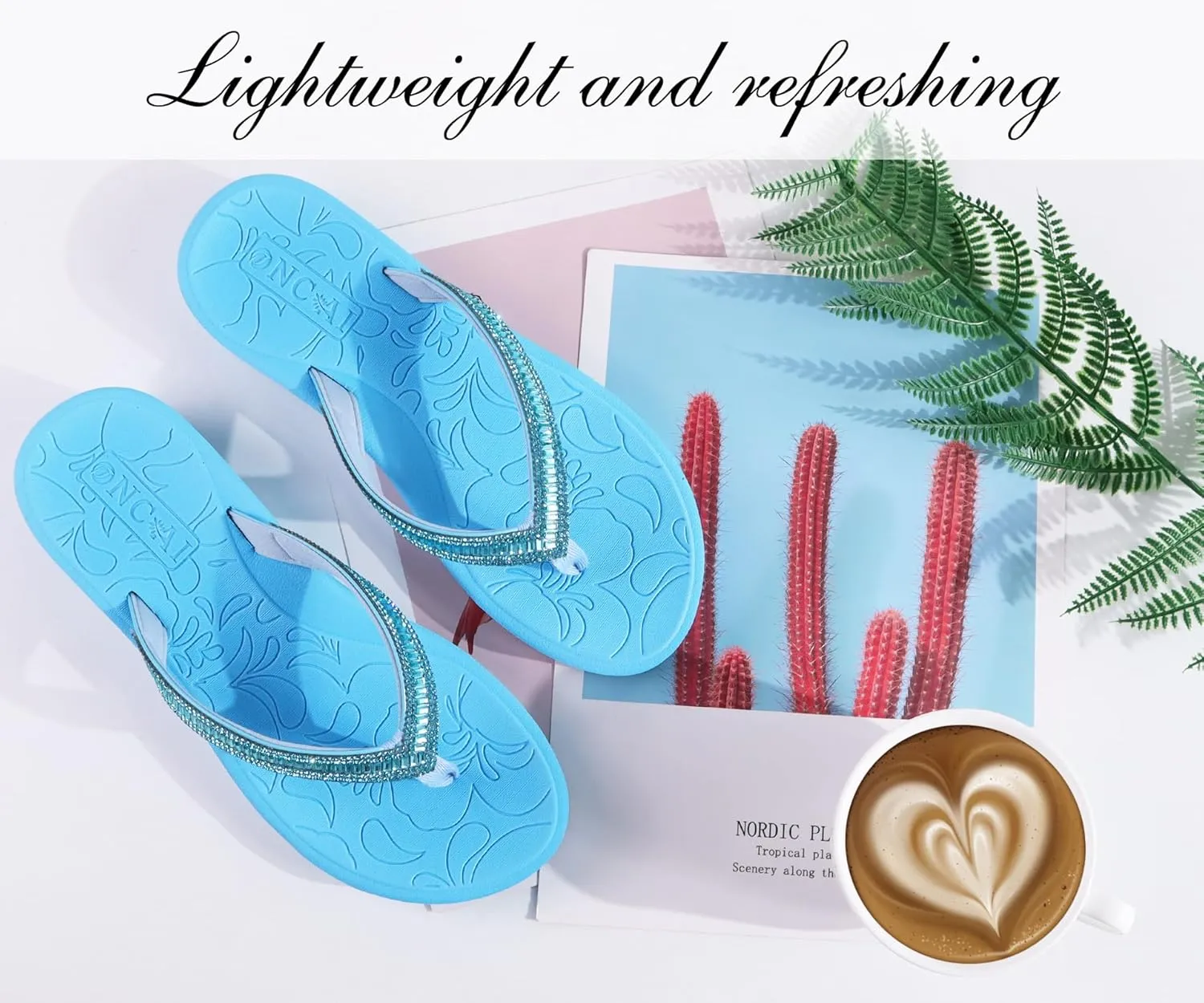 ONCAI Women's Flip Flops with Rhinestone, Arch Support Yoga Mat Comfort Walking Summer Beach Thong Sandals with Plantar Fasciitis Rubber Soles US Size 5-11