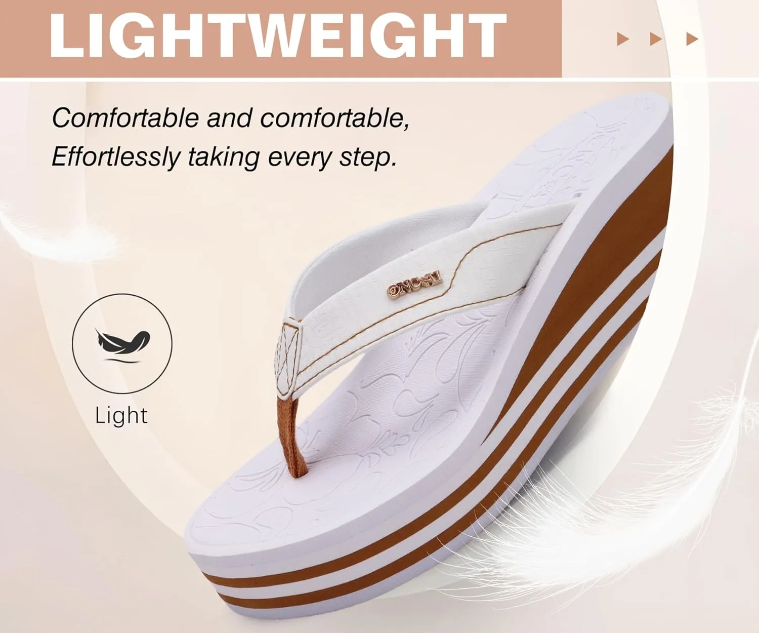 ONCAI Women’s Platform Flip Flops Trendy Dressy Womans Summer Sandals with Comfortable Flatform Arch Support Walking Outdoor Rubber Soles (US Size 5-11)