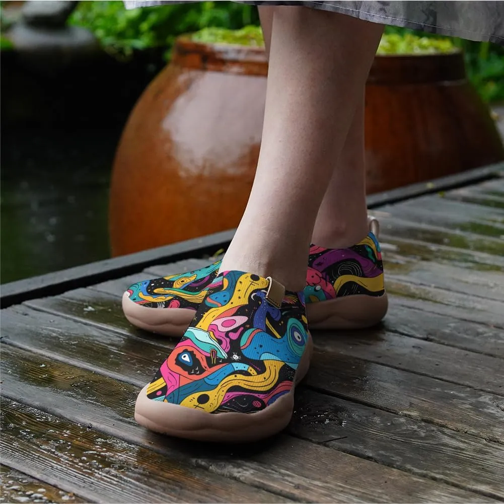 Onehorse Women's Walking Shoes Sock Slip-On Casual Loafers Travel Painted Sneakers Mesh Breathable