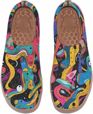Onehorse Women's Walking Shoes Sock Slip-On Casual Loafers Travel Painted Sneakers Mesh Breathable