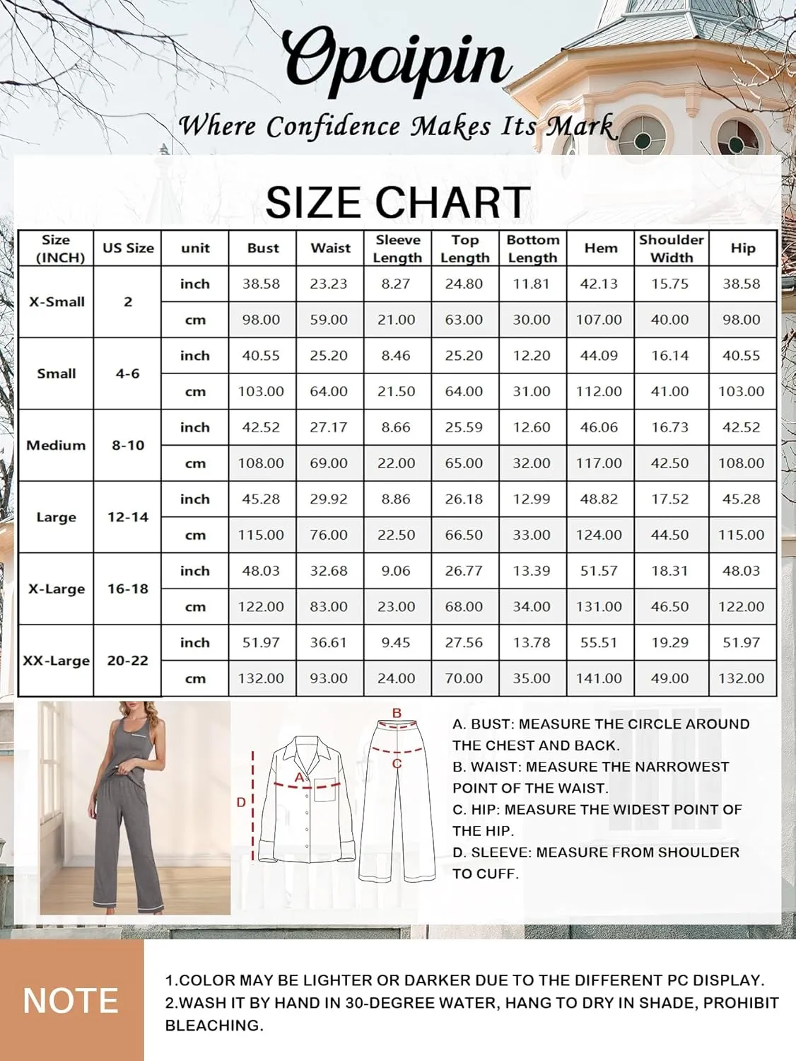 OPOIPIN Women's Pajamas Sets Scoop Neck Sleeveless Tank Tops and Elastic Waist Long Pants Sleepwear Sets with Chest Pocket