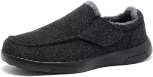 OrthoComfoot Men's Orthopedic Slippers Walking Shoes with Arch Support: Slip On Loafers for Plantar Fasciitis, Casual Flat Feet Hook and Loop Mule Clogs for Foot and Heel Pain Relief