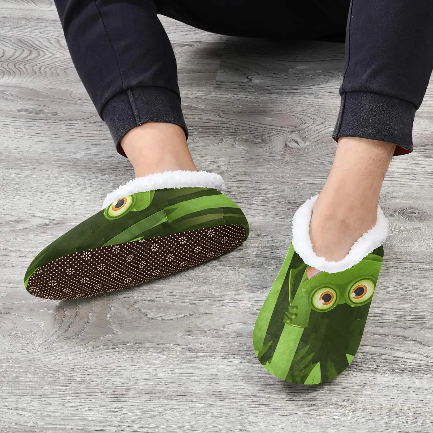 Oyihfvs Unisex Fuzzy House Slippers Memory Foam Warm Slip Shoes Fur Lining M-XXL