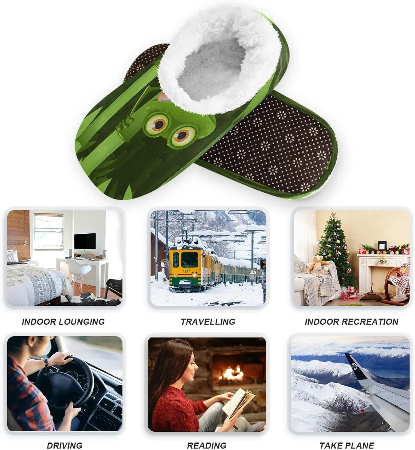 Oyihfvs Unisex Fuzzy House Slippers Memory Foam Warm Slip Shoes Fur Lining M-XXL
