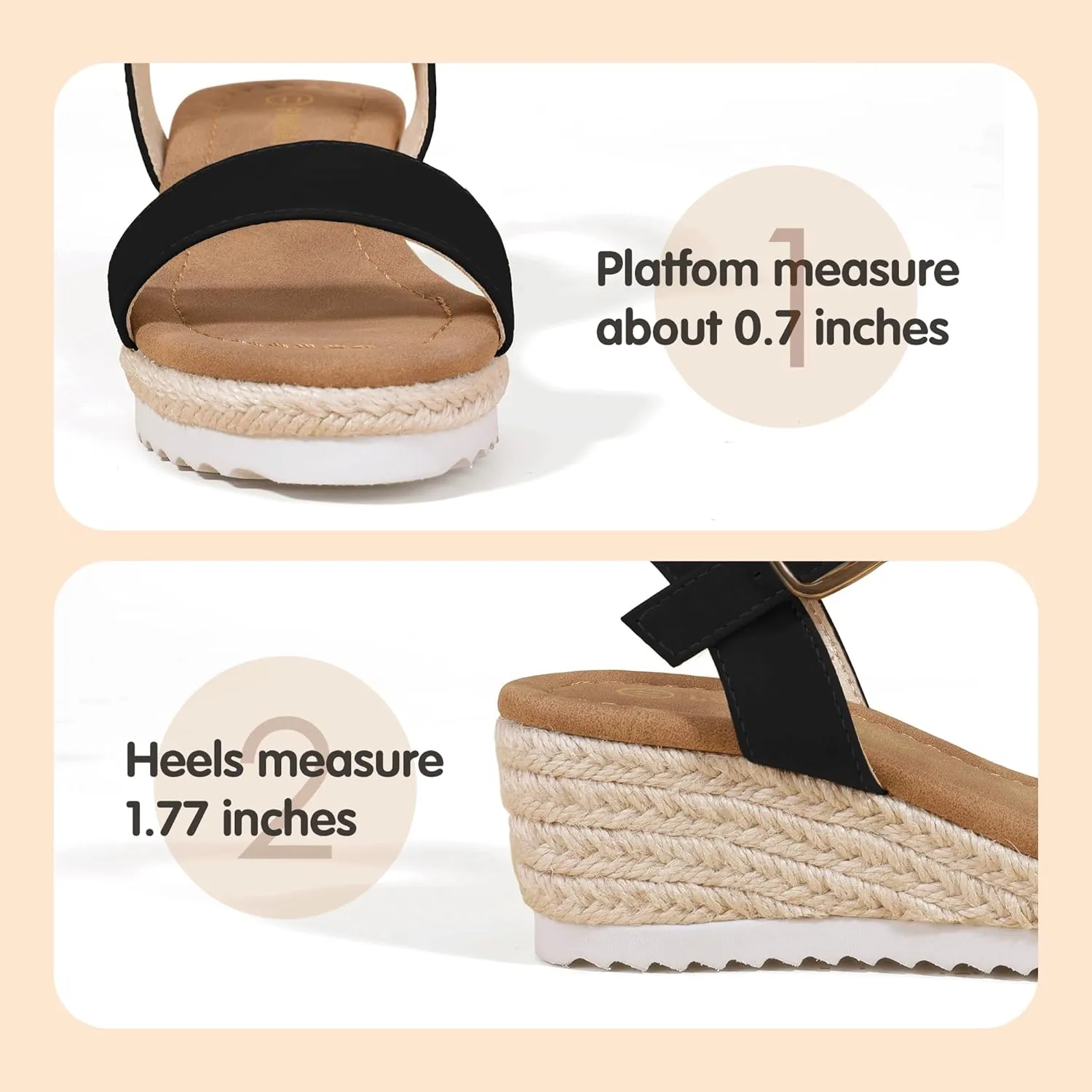 PANDANINJIA Girls Sandals Wedge Platform Espadrille Little Big Kid Girls Heels Open Toe Summer Dress Shoes