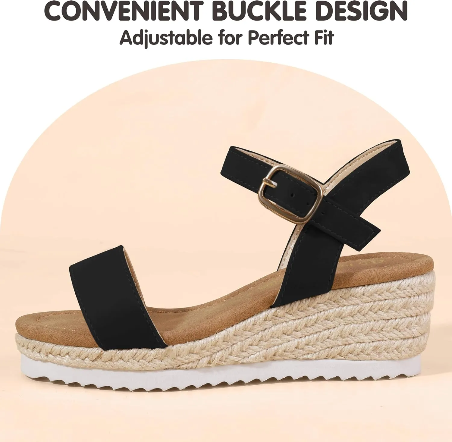 PANDANINJIA Girls Sandals Wedge Platform Espadrille Little Big Kid Girls Heels Open Toe Summer Dress Shoes