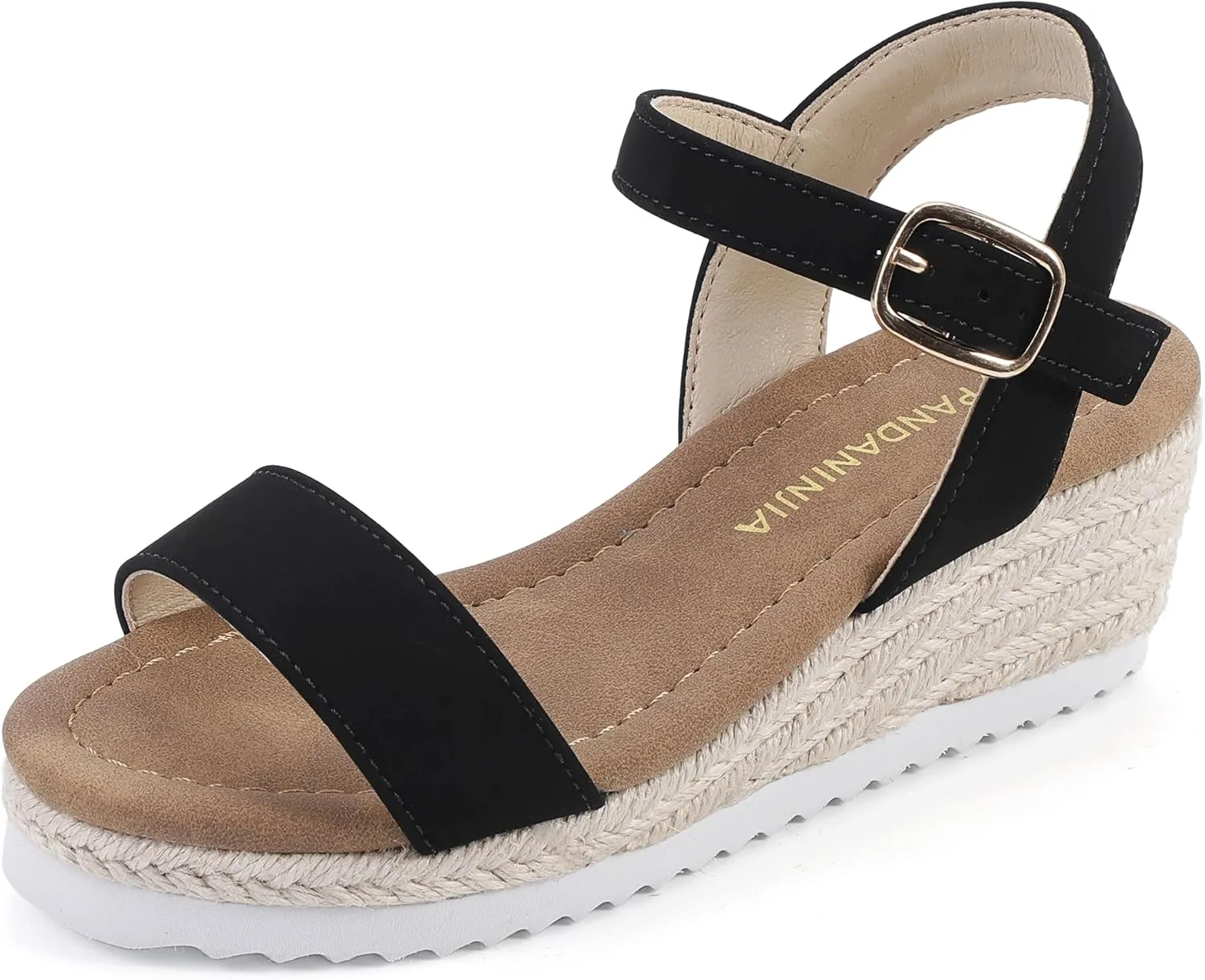 PANDANINJIA Girls Sandals Wedge Platform Espadrille Little Big Kid Girls Heels Open Toe Summer Dress Shoes