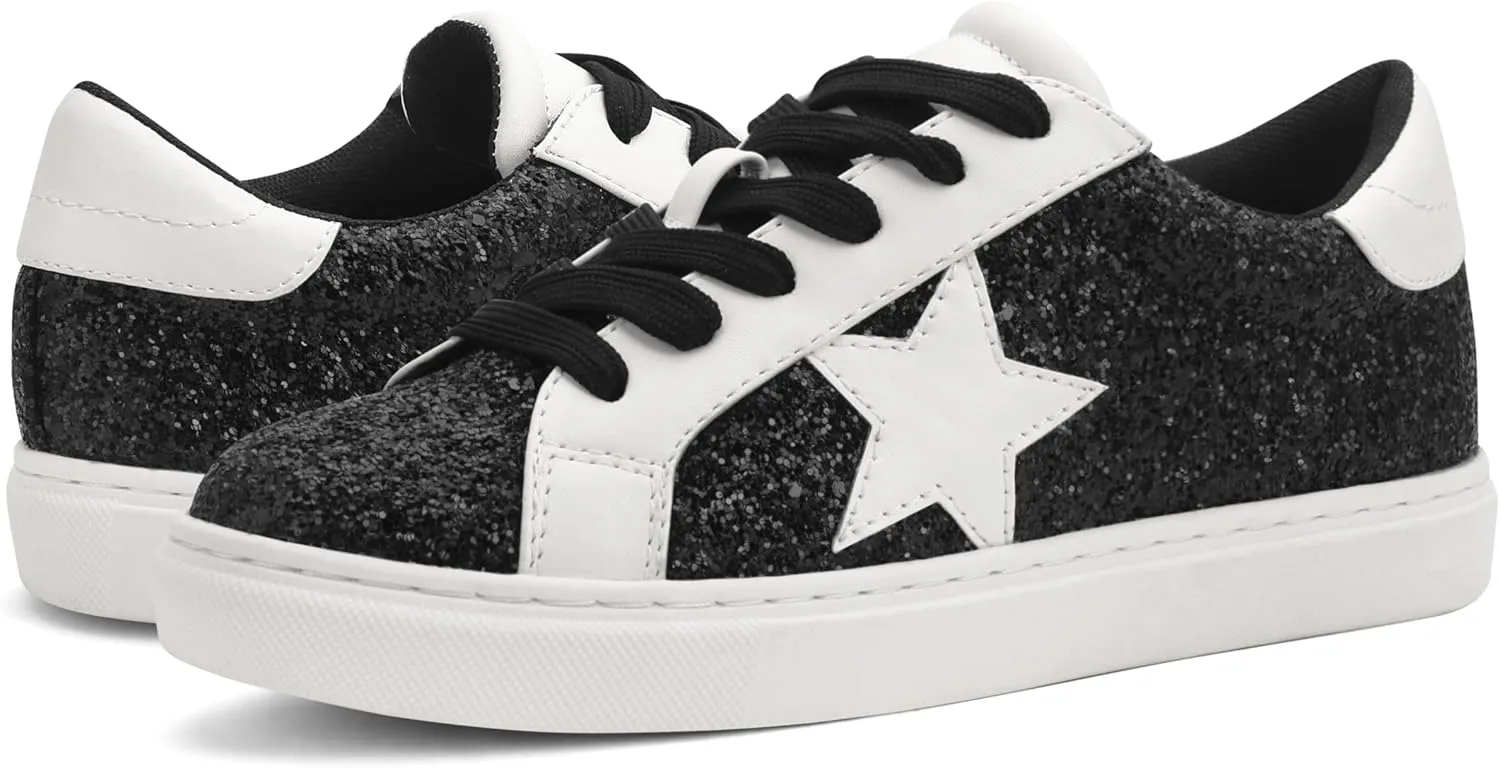 PARTY Women's Fashion Star Sneaker Lace Up Low Top Comfortable Cushioned Walking Shoes