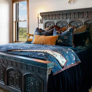 Paseo Road Tasha Polizzi Saratoga Western Bedding Sets King Size 3 Piece Cotton Quilt Set, Navy Blue Brown Tan, Horse Horseshoe Rope Print, Southwestern Rustic Reversible Quilt with Pillow Shams