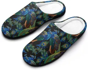 Peacock Slippers for Women Girls Soft Indoor Outdoor Winter Warm Comfy House Bedroom Slippers