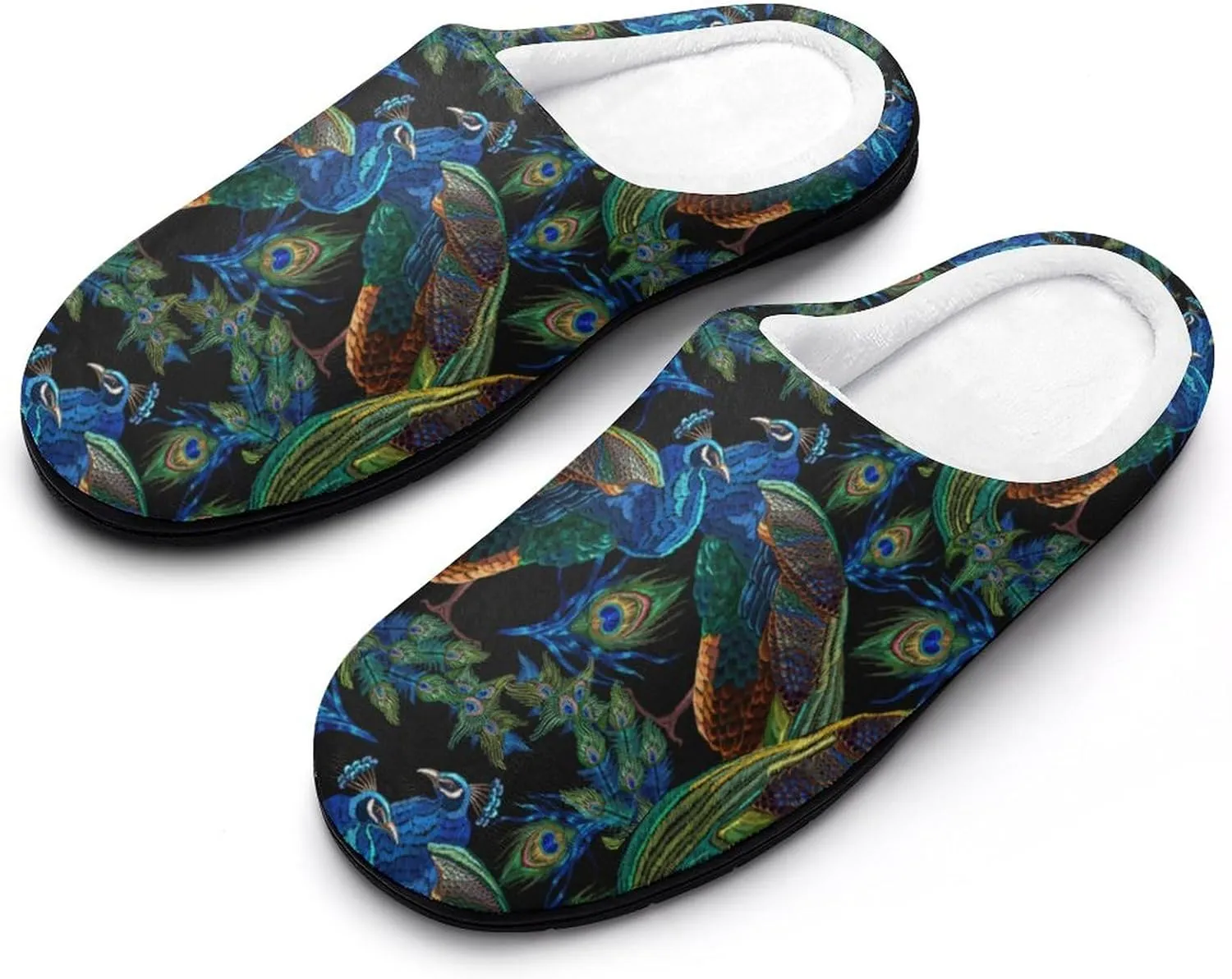 Peacock Slippers for Women Girls Soft Indoor Outdoor Winter Warm Comfy House Bedroom Slippers