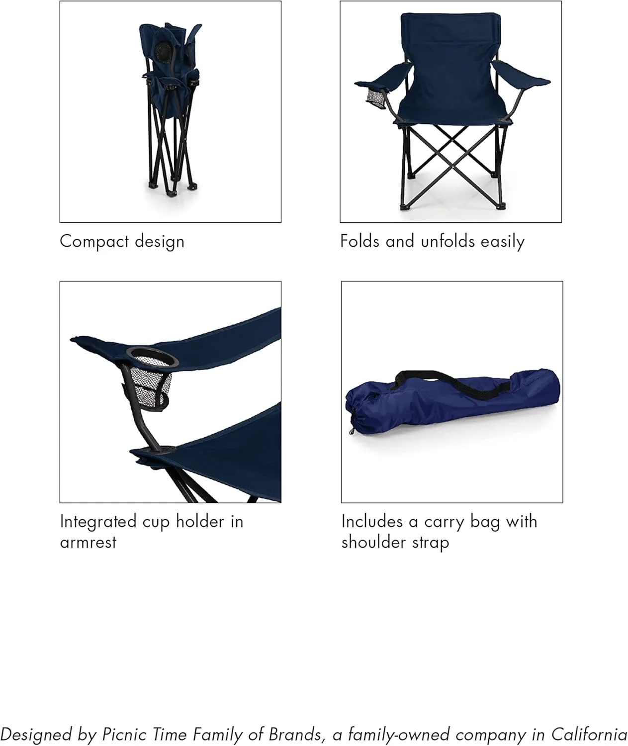 PICNIC TIME NHL Boston Bruins PTZ Portable Folding Camp Chair, (Black)