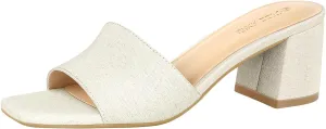 PIZZ ANNU Women's Square Open Toe Heels Sandals Low Block Chunky Heeled Sandal Slip on Mules Comfortable Casual Dress Pumps Shoes