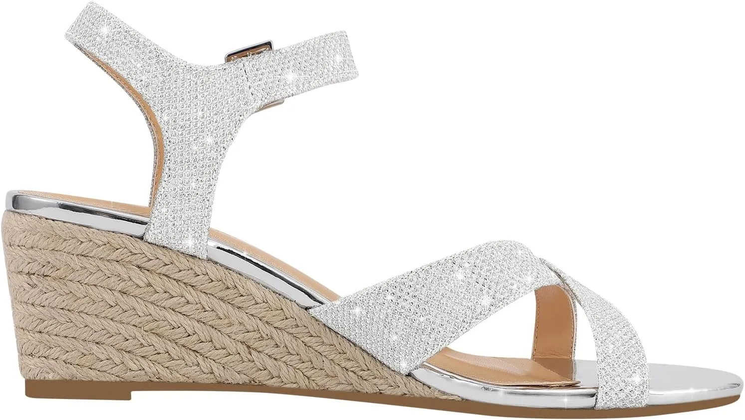 PIZZ ANNU Women's Wendy Low Wedge Sandals Ankle Strap Espadrille Open Toe Casual Summer Women Wedge Heels Shoes