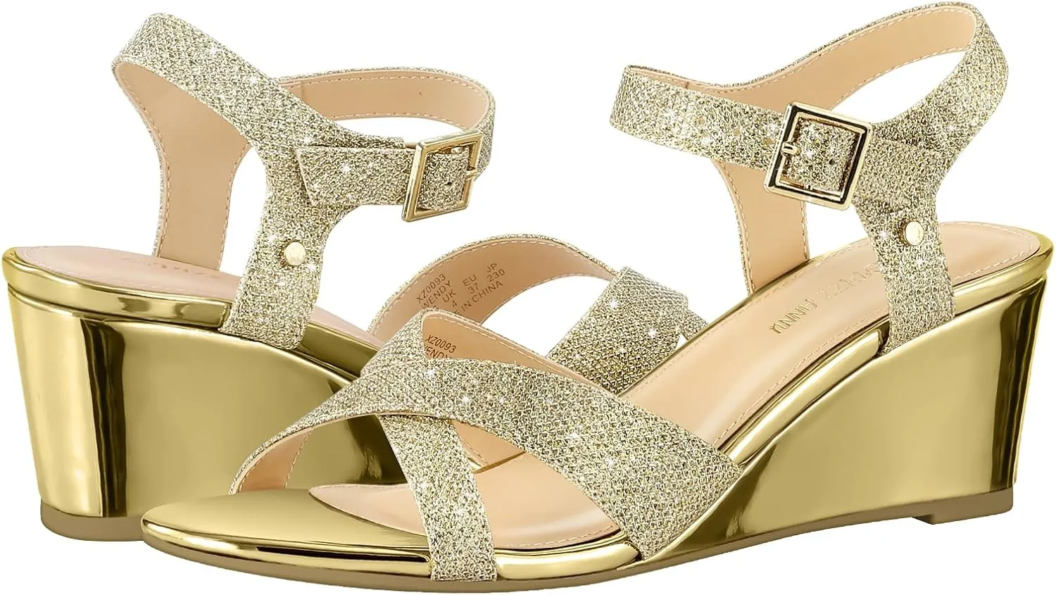 PIZZ ANNU Women's Wendy Low Wedge Sandals Ankle Strap Espadrille Open Toe Casual Summer Women Wedge Heels Shoes