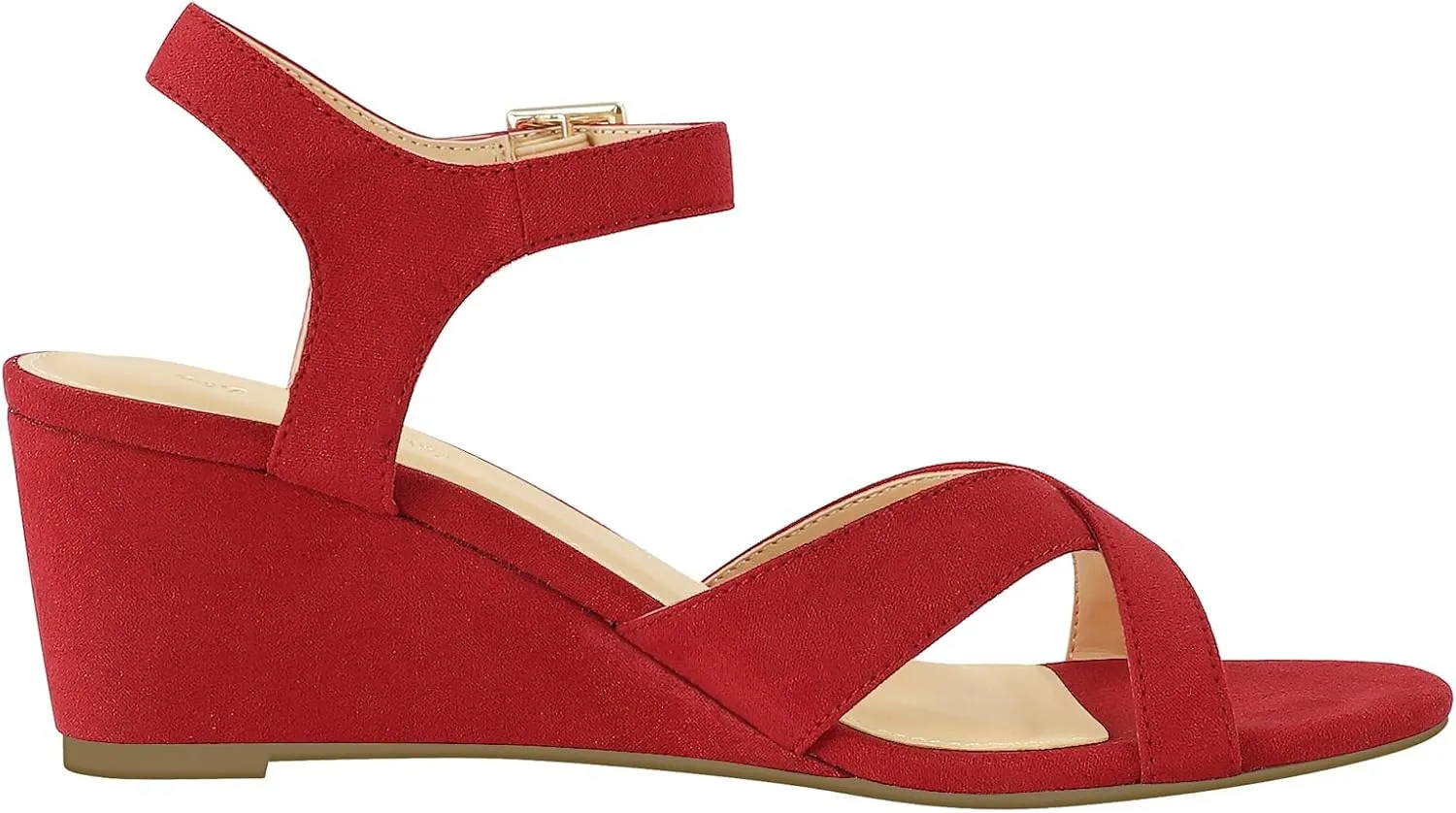 PIZZ ANNU Women's Wendy Low Wedge Sandals Ankle Strap Espadrille Open Toe Casual Summer Women Wedge Heels Shoes