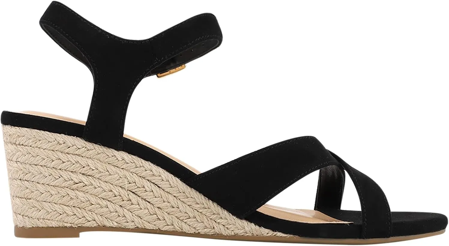 PIZZ ANNU Women's Wendy Low Wedge Sandals Ankle Strap Espadrille Open Toe Casual Summer Women Wedge Heels Shoes