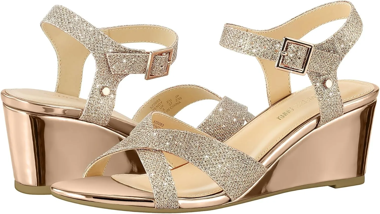 PIZZ ANNU Women's Wendy Low Wedge Sandals Ankle Strap Espadrille Open Toe Casual Summer Women Wedge Heels Shoes