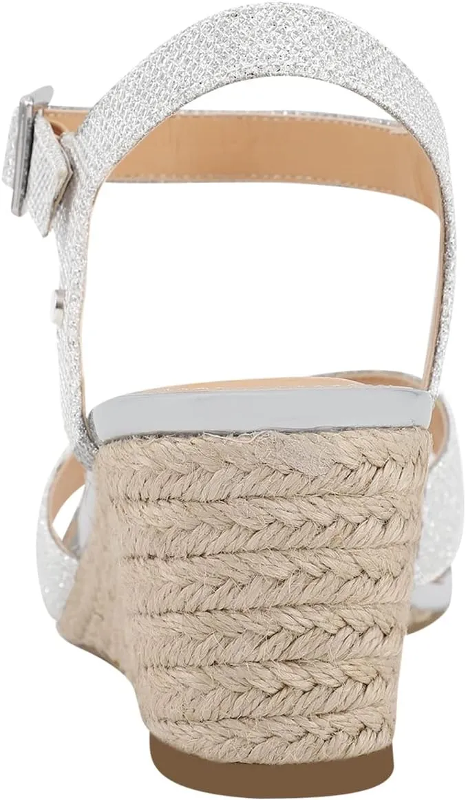 PIZZ ANNU Women's Wendy Low Wedge Sandals Ankle Strap Espadrille Open Toe Casual Summer Women Wedge Heels Shoes