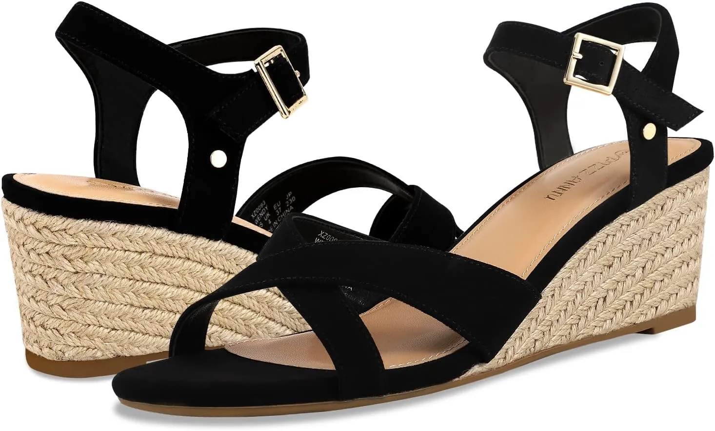 PIZZ ANNU Women's Wendy Low Wedge Sandals Ankle Strap Espadrille Open Toe Casual Summer Women Wedge Heels Shoes