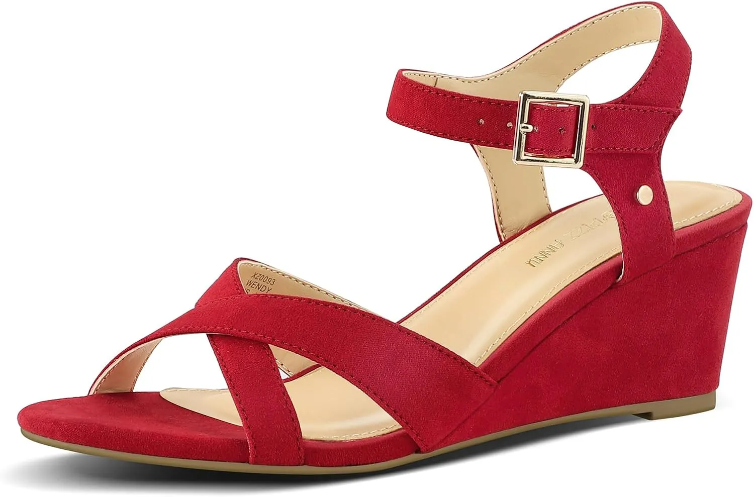 PIZZ ANNU Women's Wendy Low Wedge Sandals Ankle Strap Espadrille Open Toe Casual Summer Women Wedge Heels Shoes