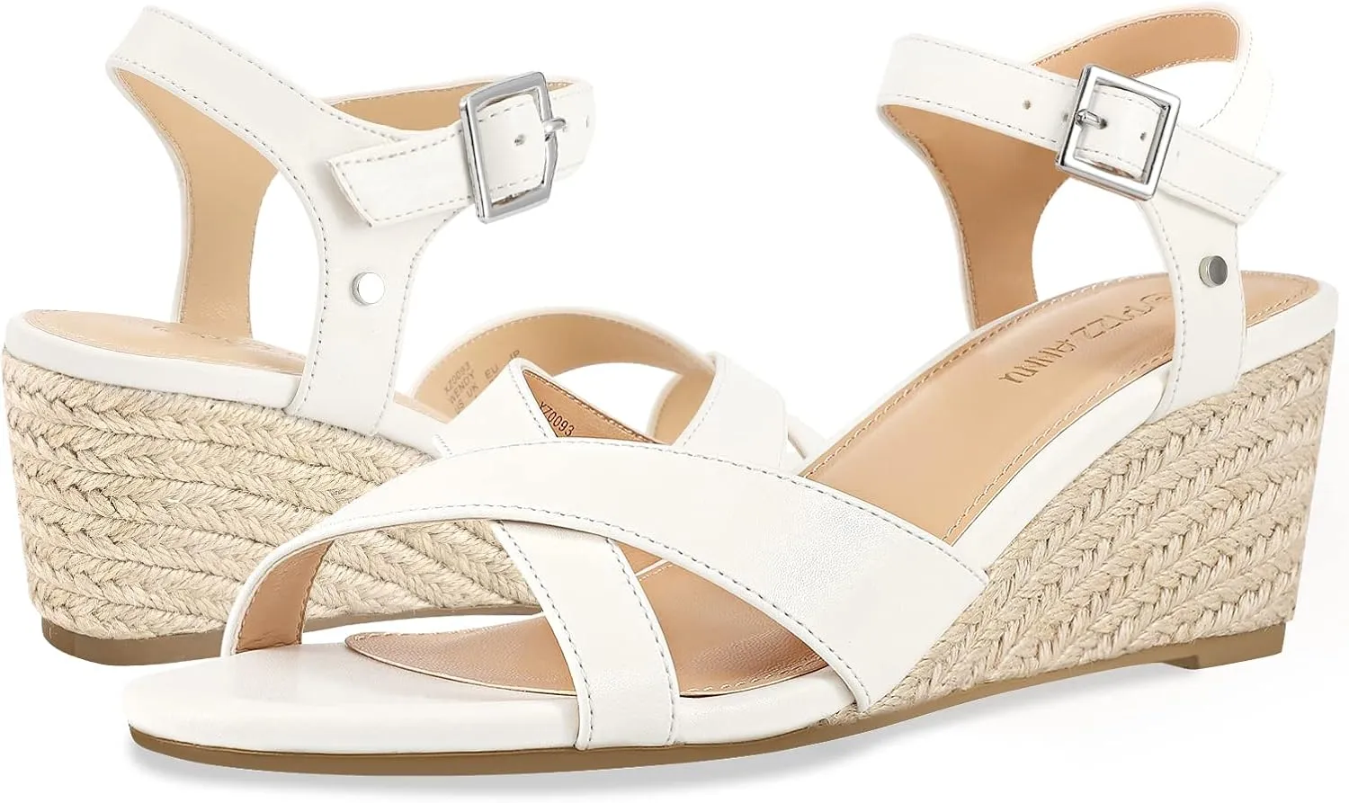 PIZZ ANNU Women's Wendy Low Wedge Sandals Ankle Strap Espadrille Open Toe Casual Summer Women Wedge Heels Shoes