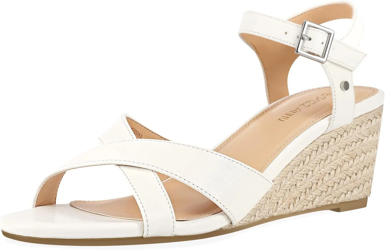 PIZZ ANNU Women's Wendy Low Wedge Sandals Ankle Strap Espadrille Open Toe Casual Summer Women Wedge Heels Shoes