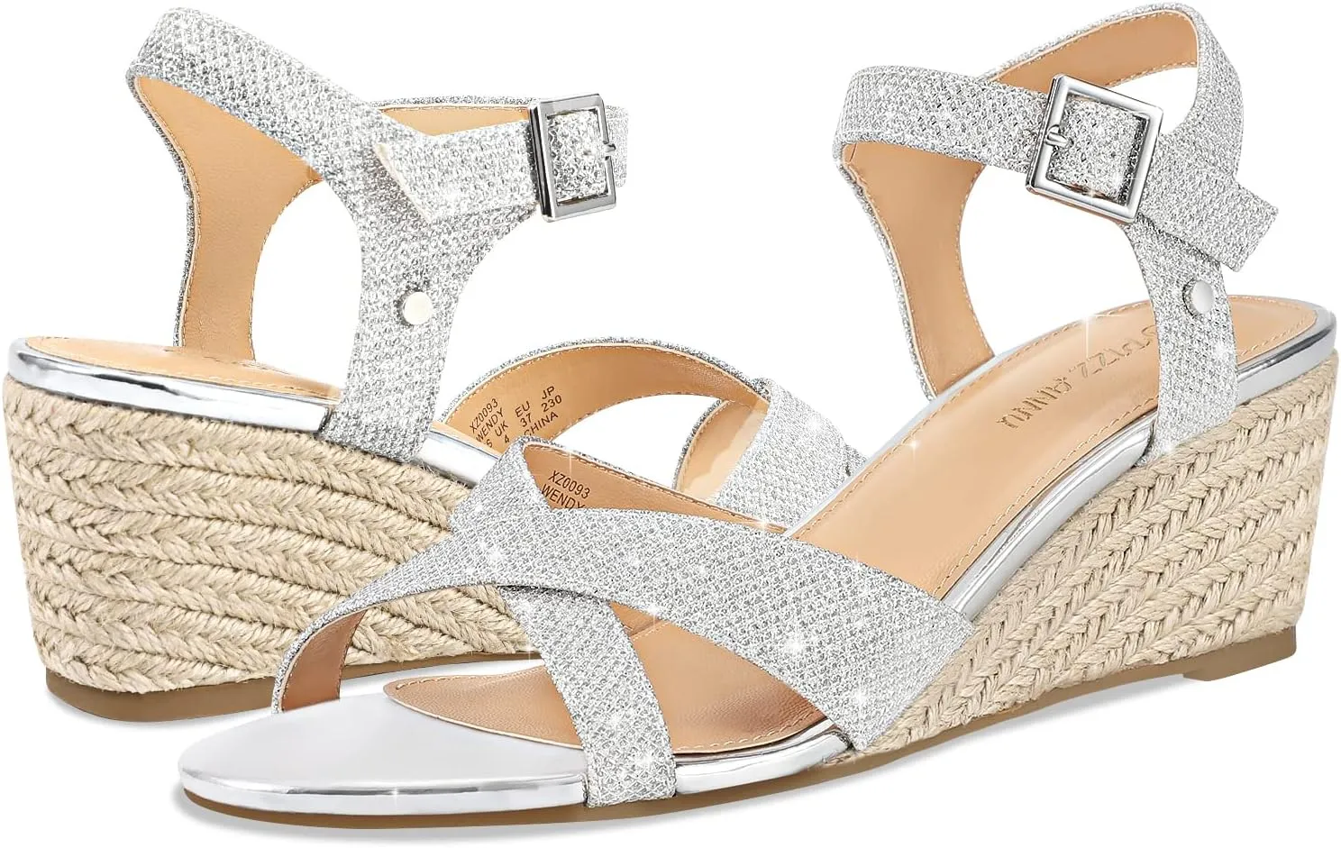 PIZZ ANNU Women's Wendy Low Wedge Sandals Ankle Strap Espadrille Open Toe Casual Summer Women Wedge Heels Shoes