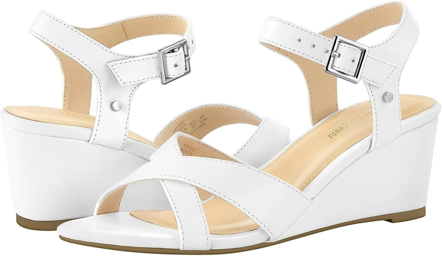 PIZZ ANNU Women's Wendy Low Wedge Sandals Ankle Strap Espadrille Open Toe Casual Summer Women Wedge Heels Shoes