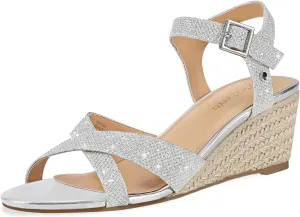 PIZZ ANNU Women's Wendy Low Wedge Sandals Ankle Strap Espadrille Open Toe Casual Summer Women Wedge Heels Shoes