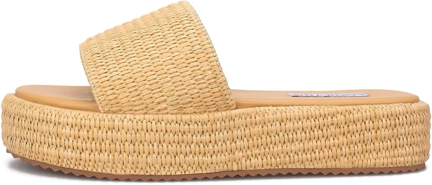 Platform Sandals for Women Straw Raffia Sandals Women Cute Sandal Wedges for Beach Vacation Comfortable Espadrille Platform Shoes