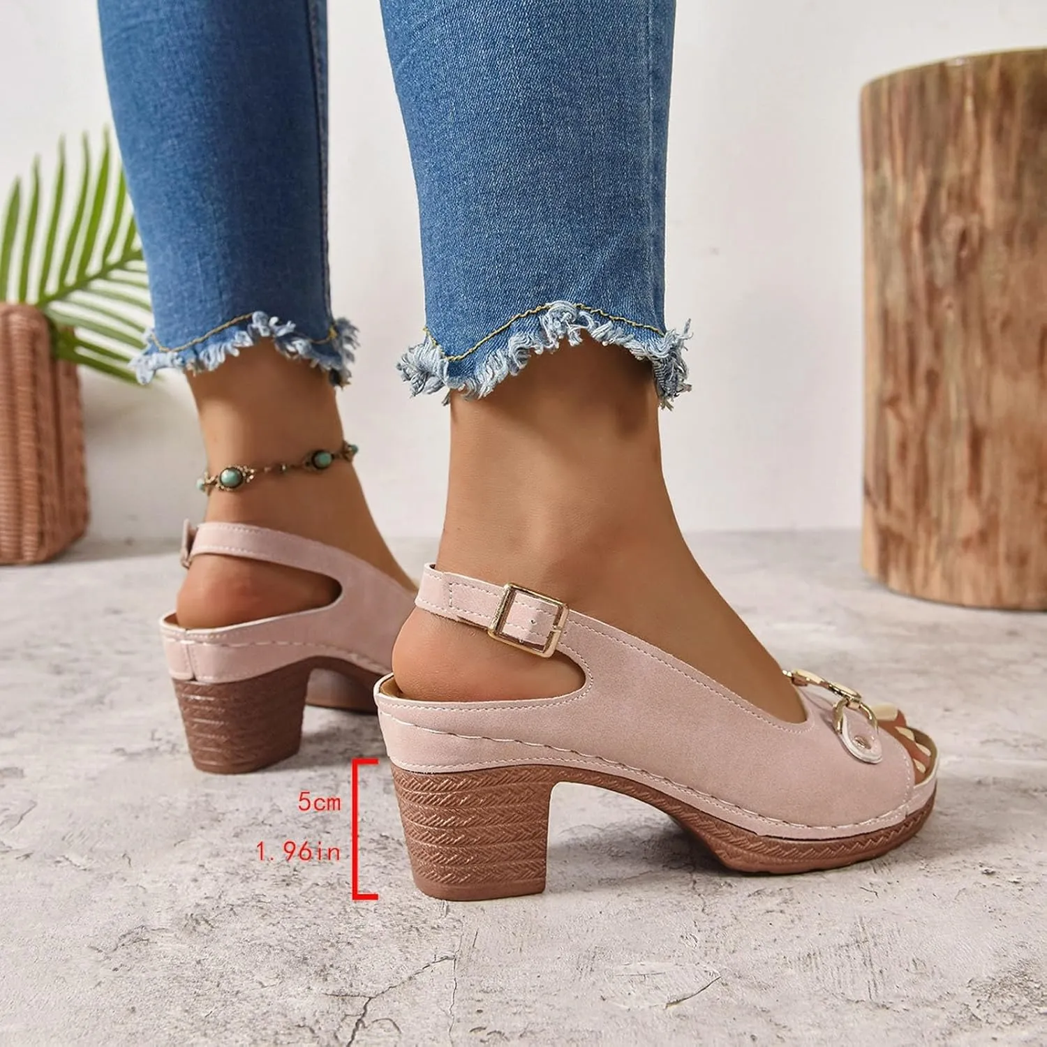 Platform Sandals Women Espadrille Wedge Casual Slippers Open Toe Dressy Heels Summer Slingback Wide Beach High Espadrilles Cute Slip-on with Adjustable Buckle Ankle Strap Boho Shoes Wedges