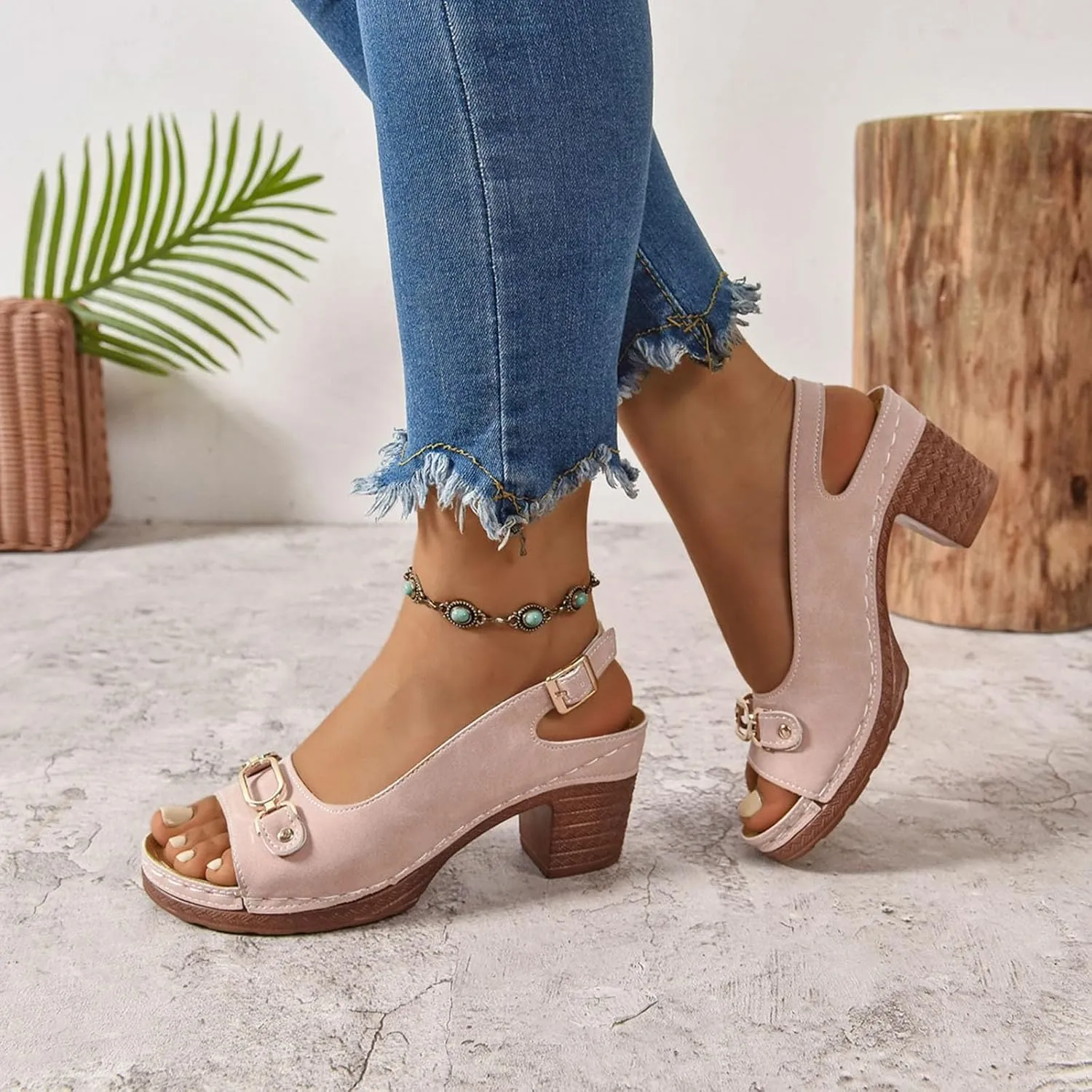 Platform Sandals Women Espadrille Wedge Casual Slippers Open Toe Dressy Heels Summer Slingback Wide Beach High Espadrilles Cute Slip-on with Adjustable Buckle Ankle Strap Boho Shoes Wedges