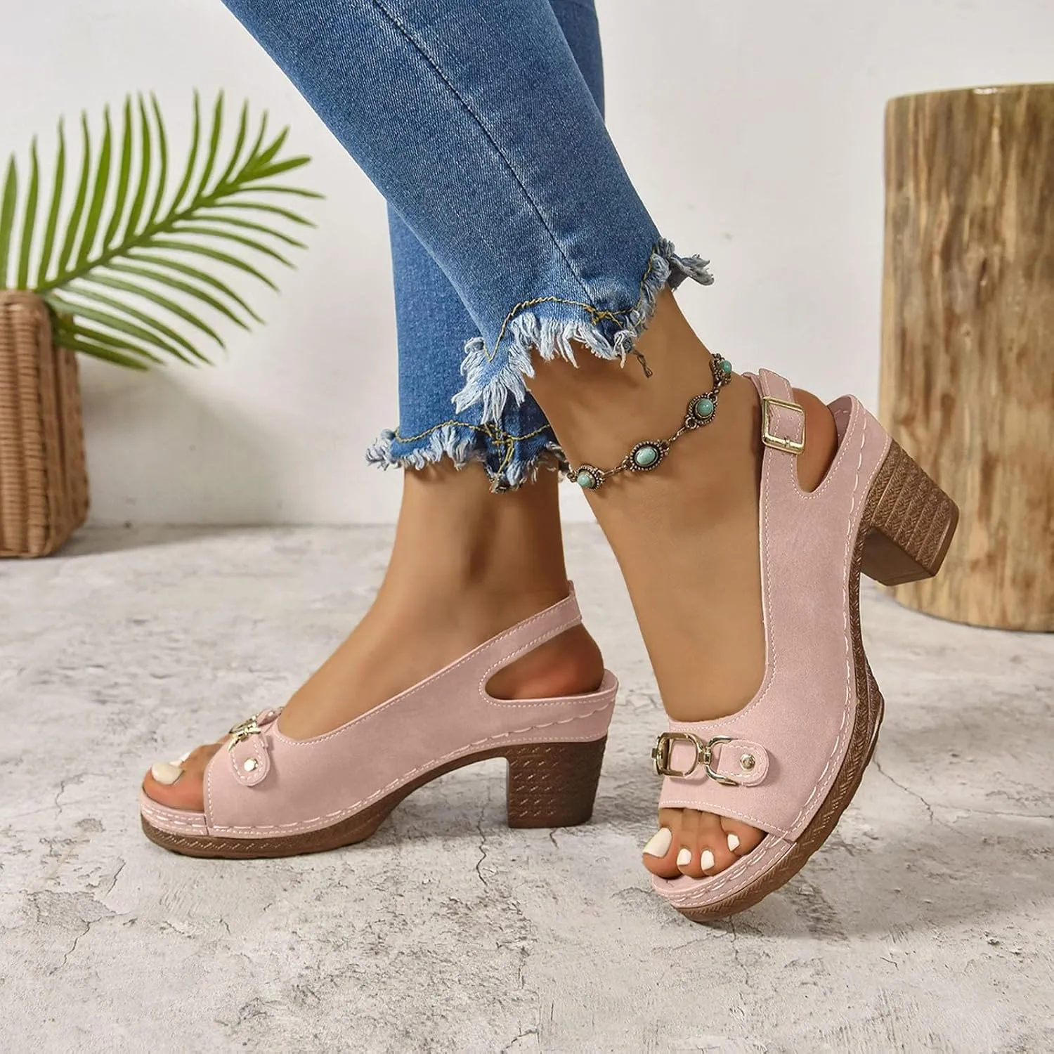 Platform Sandals Women Espadrille Wedge Casual Slippers Open Toe Dressy Heels Summer Slingback Wide Beach High Espadrilles Cute Slip-on with Adjustable Buckle Ankle Strap Boho Shoes Wedges
