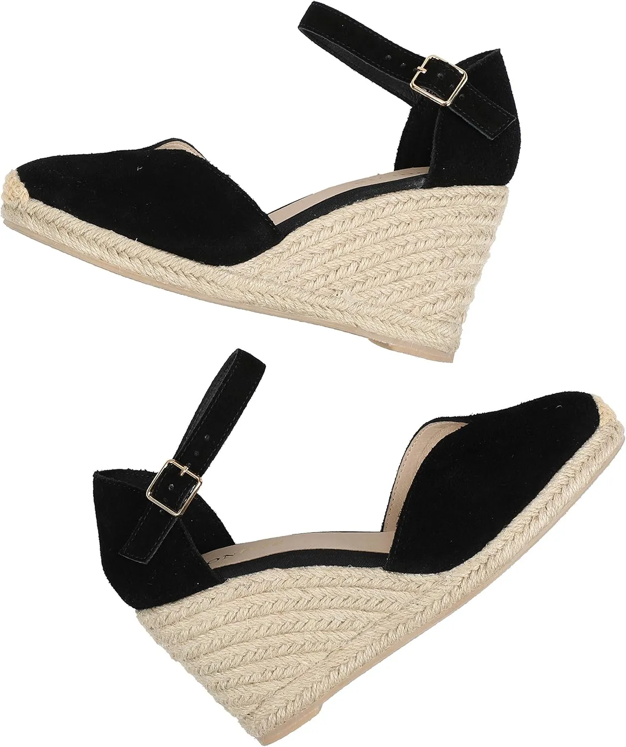Platform Wedges Sandals for Women, 3" Wedge, Ankle-Strap, Cap Toe, Summer Espadrilles Heel Shoes