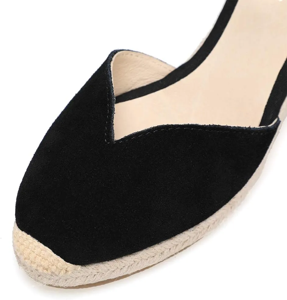 Platform Wedges Sandals for Women, 3" Wedge, Ankle-Strap, Cap Toe, Summer Espadrilles Heel Shoes