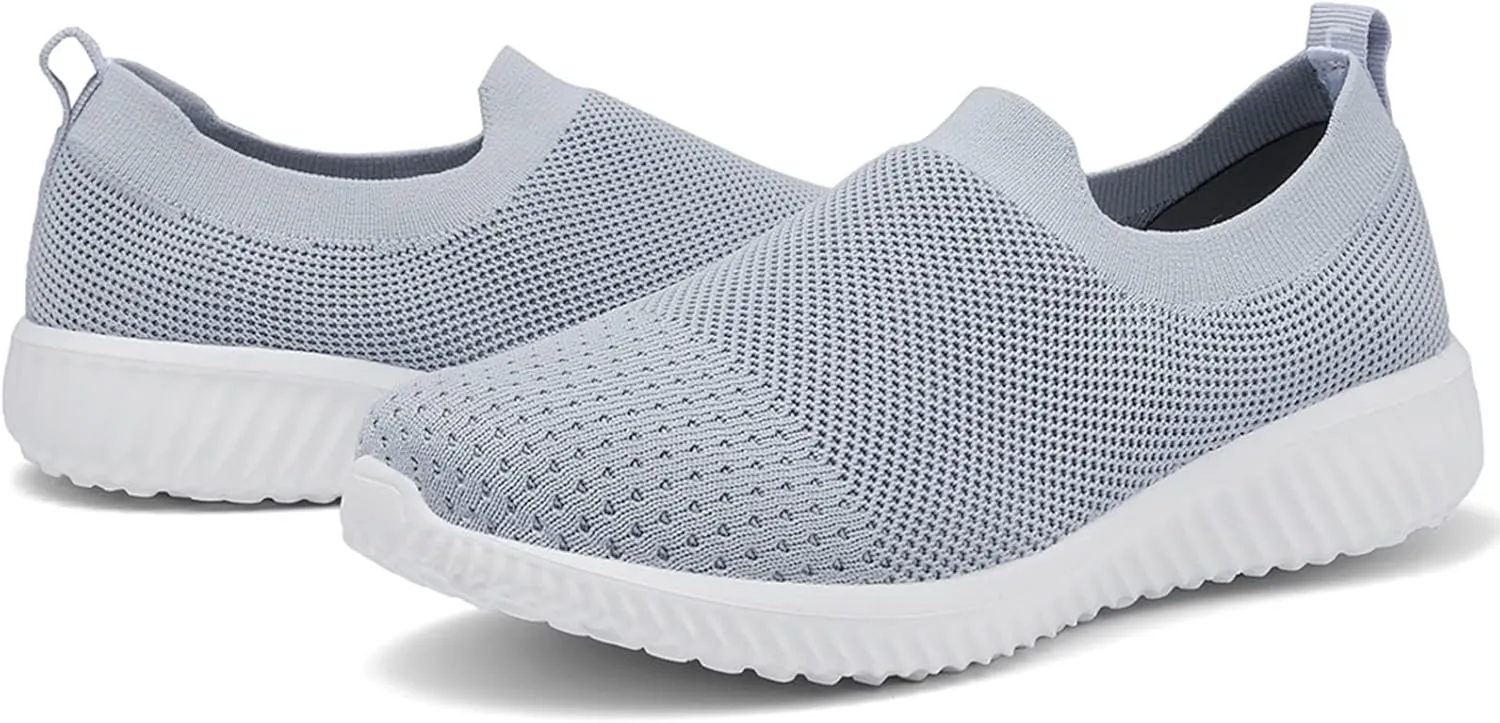 poemlady Walking Shoes Women Slip On Sneakers Knit Lightweight Comfortable Breathable Nurse Shoes for Work Travel
