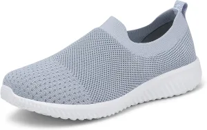 poemlady Walking Shoes Women Slip On Sneakers Knit Lightweight Comfortable Breathable Nurse Shoes for Work Travel