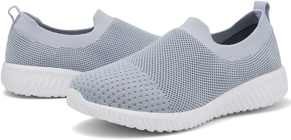 poemlady Walking Shoes Women Slip On Sneakers Knit Lightweight Comfortable Breathable Nurse Shoes for Work Travel