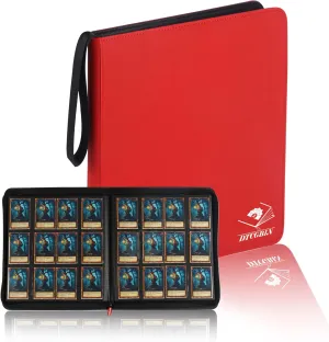 Premium Trading Card Binder for Pokemon Cards,Holds 720 Cards,12-Pocket Ringless Side Loading Binder with Zipper Trading Card Album Folder for TCG-Red