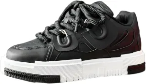 PU Leather Y2K Inspired Chunky Thick Sole Sneakers for Men Plus Size Fashion Trainers for Walking Streetwear Daily Wear Versatile Comfortable Casual Shoes