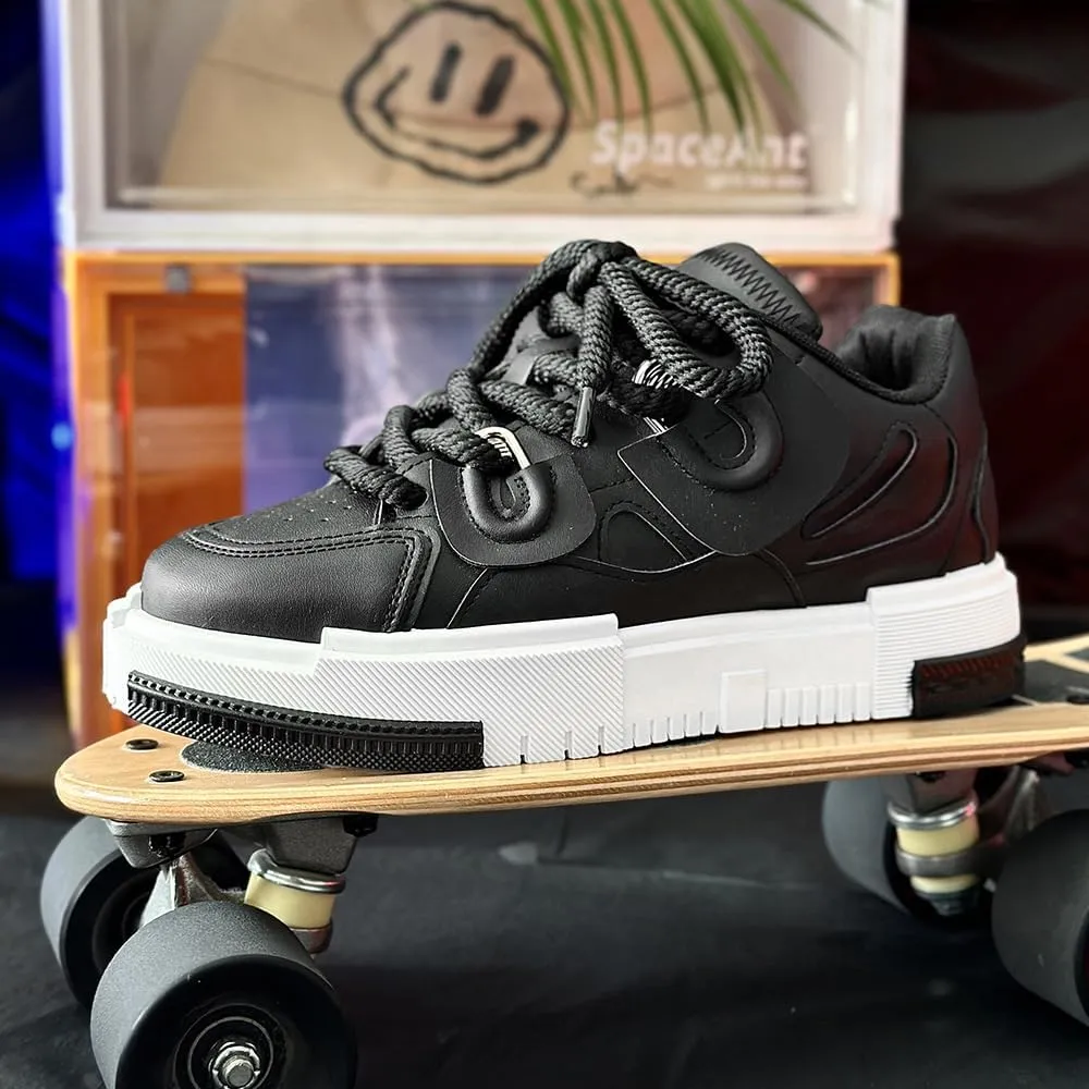 PU Leather Y2K Inspired Chunky Thick Sole Sneakers for Men Plus Size Fashion Trainers for Walking Streetwear Daily Wear Versatile Comfortable Casual Shoes