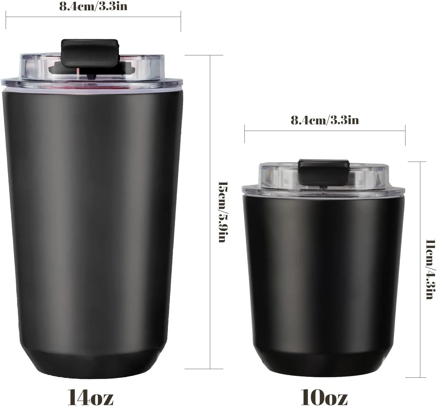 Puraville 2 Pack Insulated Tumblers with Lid, 14 oz Travel Coffee Mug Stainless Steel Vacuum Cup, Leak Proof Double Walled Coffee Tumbler for Iced and Hot Drinks, Black and Cream