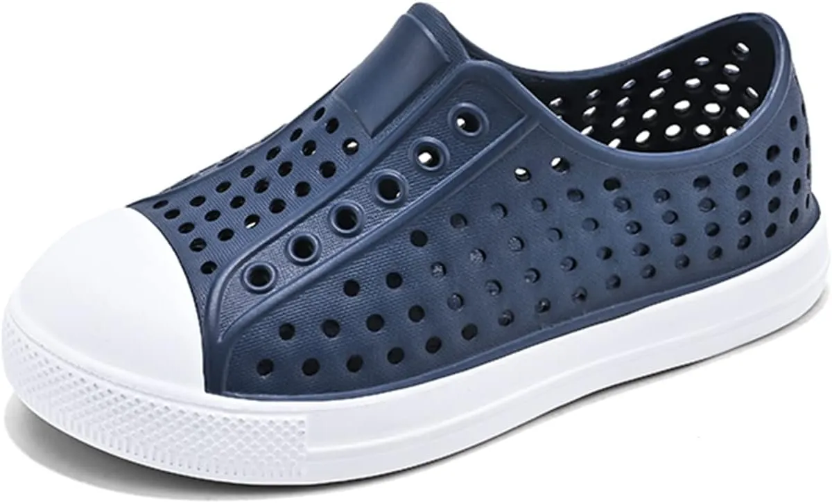 QLZ Toddler Kids Water Shoes for Boys Girls Garden Sandals Rubber Shoes Beach Sneakers, Slip-on Anti-Slip Lightweight Breathable Quick Dry Soft Flexible（Toddler/Little Kid/Big Kid）