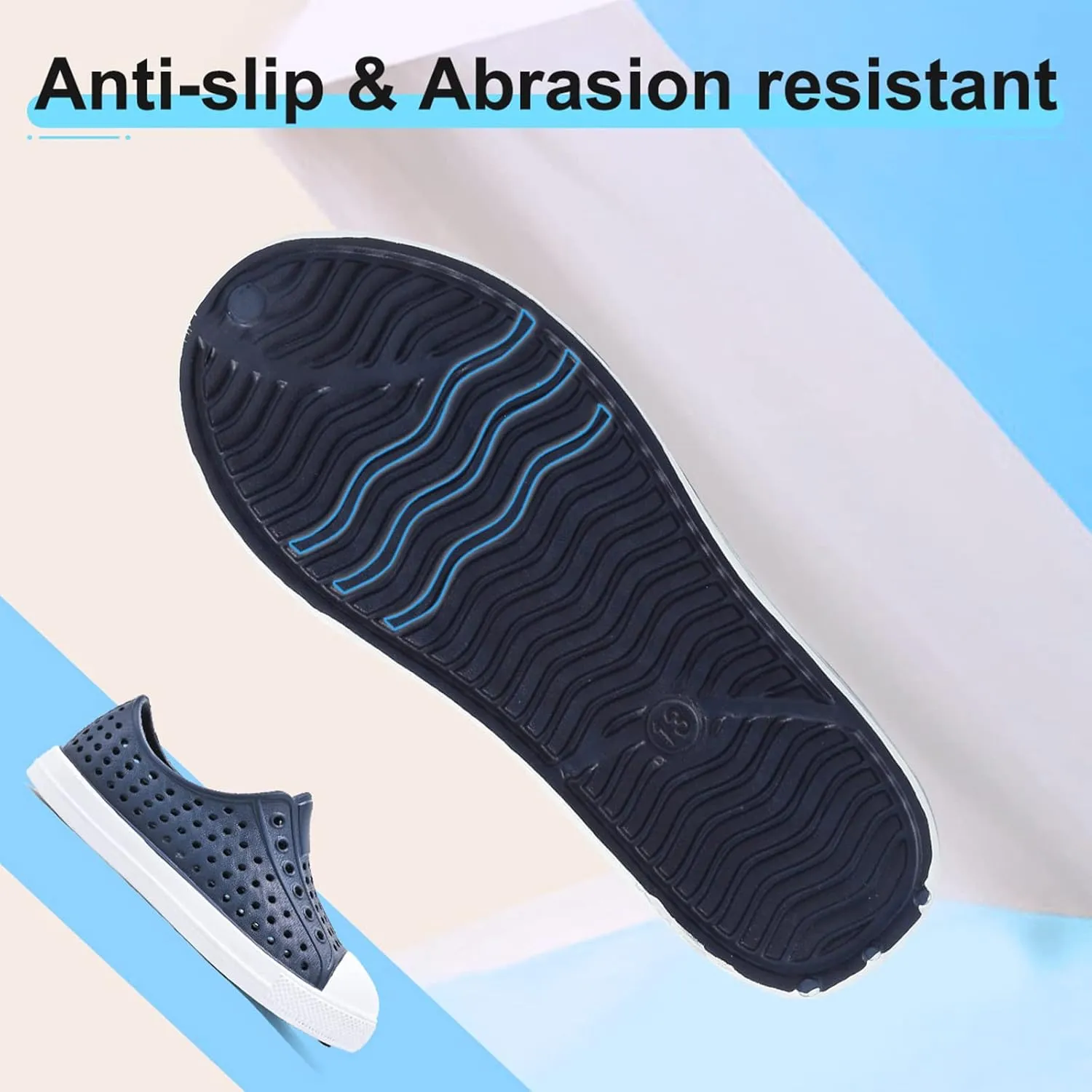 QLZ Toddler Kids Water Shoes for Boys Girls Garden Sandals Rubber Shoes Beach Sneakers, Slip-on Anti-Slip Lightweight Breathable Quick Dry Soft Flexible（Toddler/Little Kid/Big Kid）